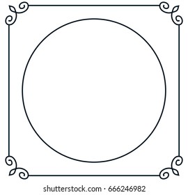 Round vintage vector photo frame border isolated