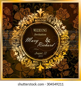Round Vintage wedding frame. Vector