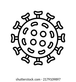 Icono de virus redondo con muchos bucles alrededor de él en estilo de contorno