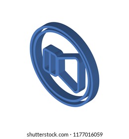 Round volume button isometric left top view 3D icon