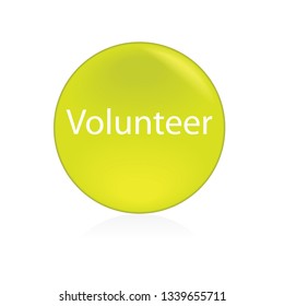 Round volunteer button isolated on a white background