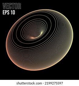 Round vortex circle,  vector 3d art, gradient swirl