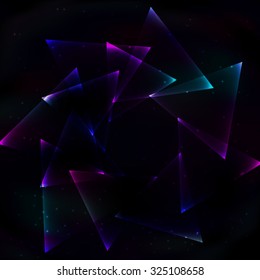 Round the vortex of soapy shimmering in space triangles.
