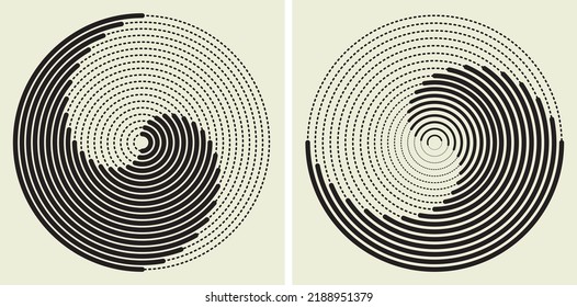 Round vortex vector design with dotted lines eps 10 file format