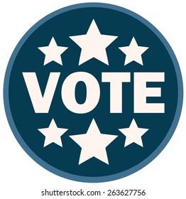 Round Vote Sign with Stars, Vector Illustration isolated on White Background. 