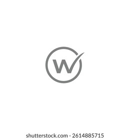 round W logo element vector technology
