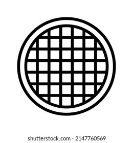 Round Waffle Icon. Line Art Style Design Isolated On White Background