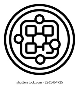 Round waffle icon outline vector. Belgian cake. Morning cookie