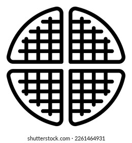 Rund Waffelsymbolskurve Vektorgrafik. Café-Cookie. Bäckerei