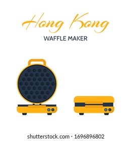 Round waffle iron. Illustration of waffle cooker