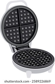 round waffle iron, Waffle maker flat icon. 