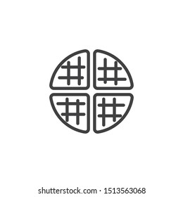 Round waffle line icon. linear style sign for mobile concept and web design. Belgian Waffle outline vector icon. Symbol, logo illustration. Vector graphics