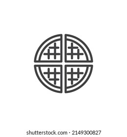 Round Waffle Line Icon. Linear Style Sign For Mobile Concept And Web Design. Belgian Waffle Outline Vector Icon. Symbol, Logo Illustration. Vector Graphics