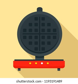 Round waffle machine icon. Flat illustration of round waffle machine vector icon for web design