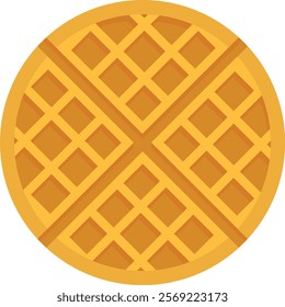 Round waffle top view vector, Belgian waffle.