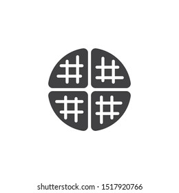 Round waffle vector icon. filled flat sign for mobile concept and web design. Belgian Waffle glyph icon. Symbol, logo illustration. Vector graphics