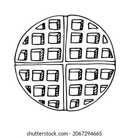 Round Waffle Vector Illustration, Hand Drawing Doodle