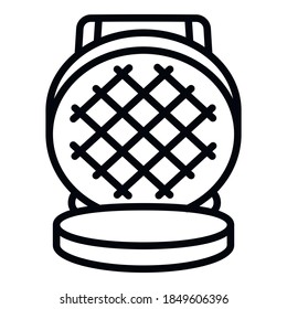 Round waffle-iron icon. Outline round waffle-iron vector icon for web design isolated on white background