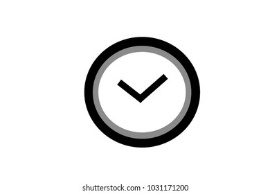 A round wall clock in black and white colors