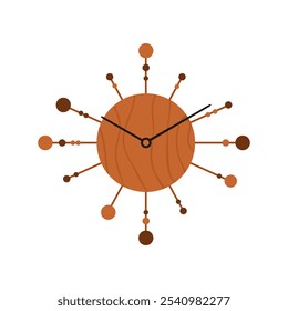 Relógio de parede redondo do avô com varas de madeira e bolas, mãos na ilustração vetor de discagem