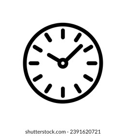 Icono de línea de reloj de pared redonda, aislado. Ilustración del vector