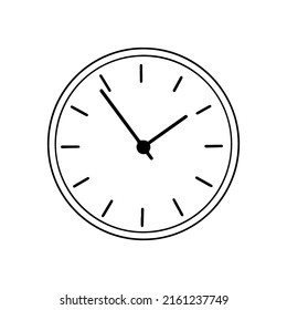 Round wall clock. Linear vector illustration, outline image