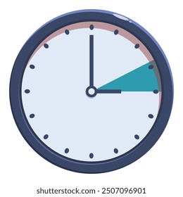 Round wall clock showing almost half past twelve time, time management concept