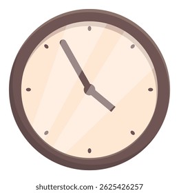 Round wall clock is ticking, showing the current time