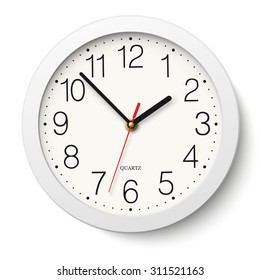 Round Wall Clock With White Body Isolated