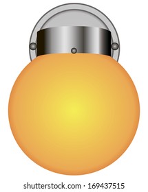 Round Wall Light For Outdoor Lighting. Vector Illustration.