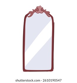round wall mirror cartoon. rectangular frameless, beveled ornate, minimalist large round wall mirror sign. isolated symbol vector illustration