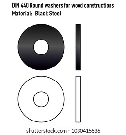 Round washers for wood constructions from black steel