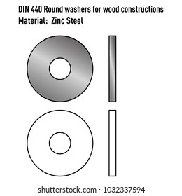 Round washers for wood constructions from zinc steel