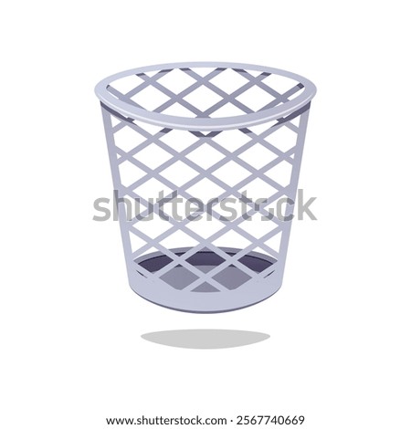 Round wastebasket vector isolated on white background.