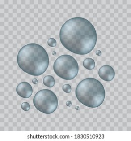 Gotas redondas de agua, burbujas aisladas ilustraciones vectoriales.