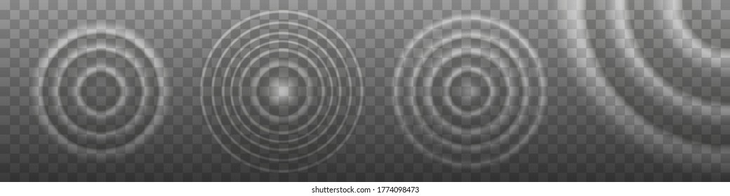 Round water ripples. Circle sound waves set. Vector illustration.