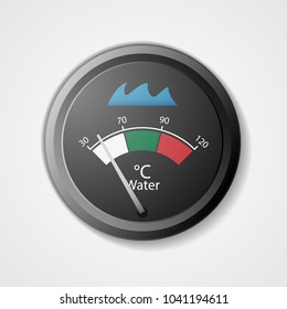 Round water thermometer. Device for measuring water temperature.