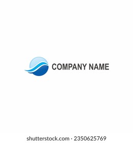 Round water wave blue logo vector image