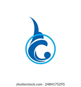 Round water wave logo design