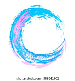 Round watercolor abstract template frame. Paint stains in the shape of a circle. Vector illustration.