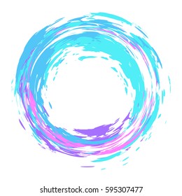 Round watercolor abstract template frame. Paint stains in the shape of a circle. Vector illustration.