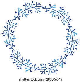 Round watercolor hand drawing frame for design invitations and cards