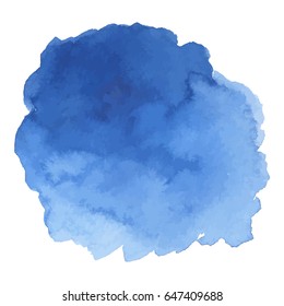 Round watercolor stains on white background, with overflow gradients of blue and dark blue. Smears of paints
