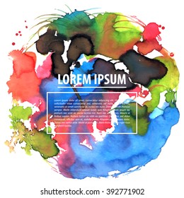 round watercolour splash for creative and cards