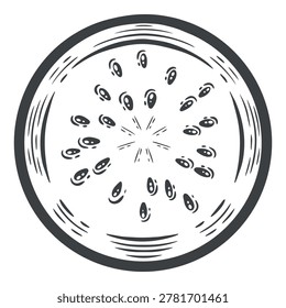 Round watermelon cross section