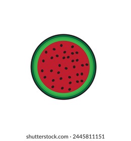 round watermelon icon isolated in white background