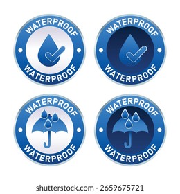 Ilustración vectorial de etiqueta impermeable redonda
