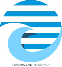 round wave curl water vector logo