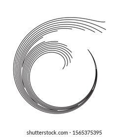 Round wave symbol, circular design element isolated on white background vector illustration. 