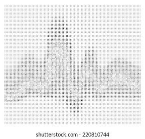 Round waveform background. Black and white halftone vector sound waves. You can use in club, radio, pub, party, DJ, concerts, recitals or the audio technology advertising background.